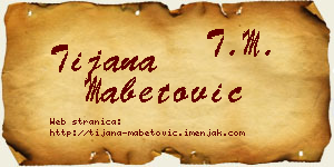 Tijana Mabetović vizit kartica